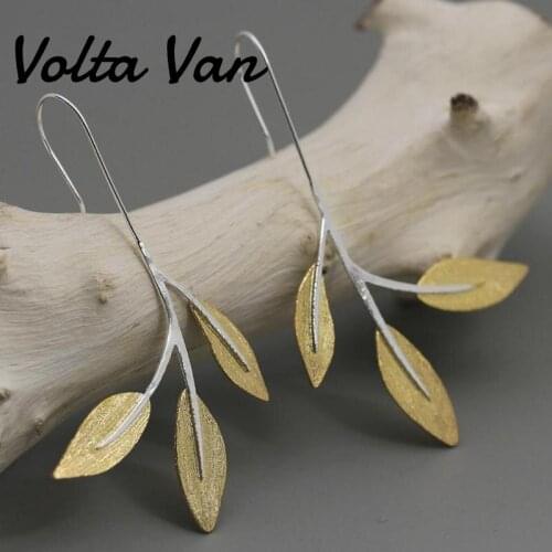 Volta Van Leaves Drop Earrings 925 Sterling Silver 2021 New Elegant Pendientes Plata Trendy Fine Jewelry Concise Nature Earrings