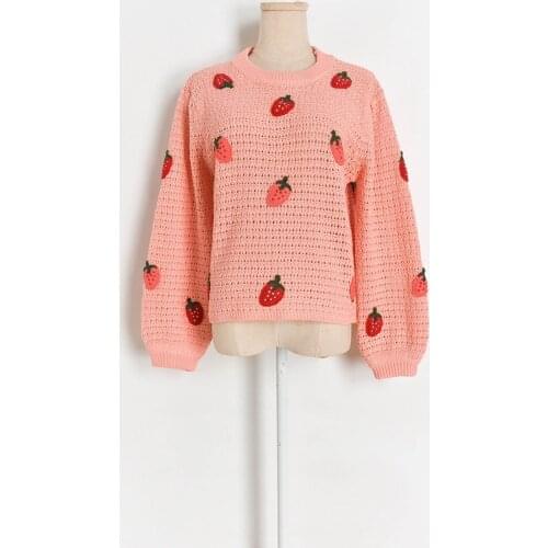 2020 Autumn Free Shipping Sweater Long Sleeve Crew Neck Kint Pullover White Pink Fashion Womens Clothes DL