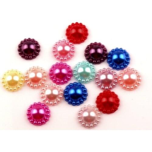 100Pcs Mixed Round Pearls Beads Craft Handcraft Cabochon Flatback Decoration Embellishments For Scrapbooking Needlework Access