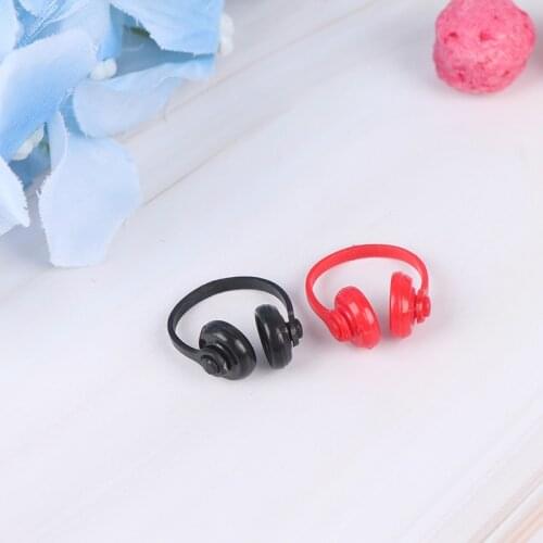 2Pcs 1/12 Headphone Doll House Decor Classic Toys For Child Kids Gift Dollhouse Miniatures Plastic Wireless Earphone