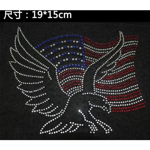 2pc/lot Eagle hot fix rhinestone transfer motifs iron rhinestone appliques design stone for shirt bag