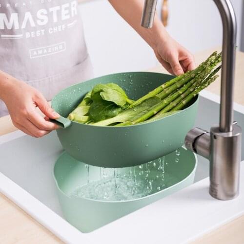 2000/5000ml Double Plastic Drain Basket Kitchen Bowl Noodles Vegetables Fruit Rice Washing Home Pool Drainer Organizer