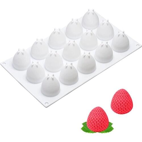 15 Small Strawberry Silicone Molds for Making Candy Fruit Pastry Cheesecake Chocolate Cake Decoration