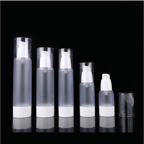 50ml frosted airless bottle with snake head shape pump ,transparent lid or serum/lotion/foundation/gel/emulsion packing