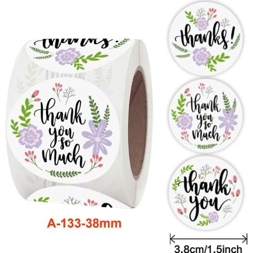 500pcs 1.5 inch Flowers Thank You So Much Sticker Labels for Small Busniess, Wedding Favors, Birthdays, Baby Shower