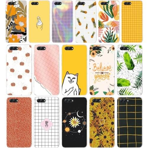 79AA Yellow Gird Soft TPU Case Cover For Huawei Honor 10 10 Lite 20 20 PRO Lite