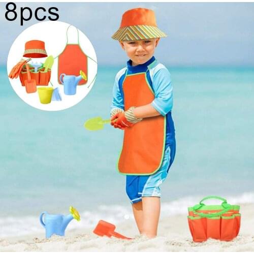 8Pcs Children Kids Garden Tools Watering Can Shovel Rake Bucket Hat Apron Toys