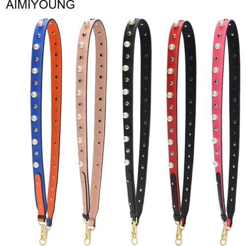 AIMIYOUNG Pearl Bag Strap Handbag Belt Wide Shoulder Bag Strap Replacement Leather Strap Accessory Bag Part Belt For Bags