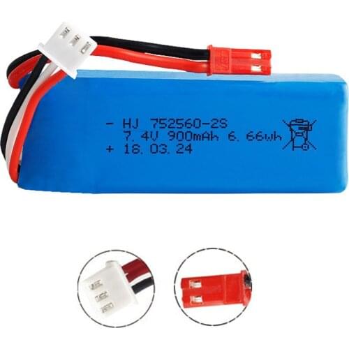 7.4V 900mAh Lipo battery for XK X520 XK X420 6 Channels Brushless Aileron RC airplane toys spare parts 7.4V 2S 752560 battery