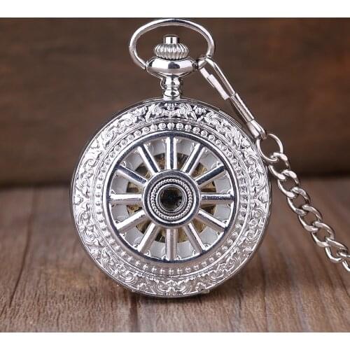Silver Skeleton Automatic Mechanical Pocket Watch Men Antique Luxury Brand Necklace Pocket & Fob Watches Chain Male Clock