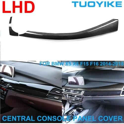 LHD Car Styling Real Carbon Fiber Interior Moulding Central Console Panel Cover Trim Sticker For BMW X5 X6 F15 F16 2014-2018