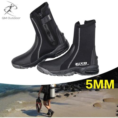 5mm Rubber Diving Shoes Men Snorkeling Diving Boots Front Zipper Non-slip Wear-resistant Beach Walking Shoes