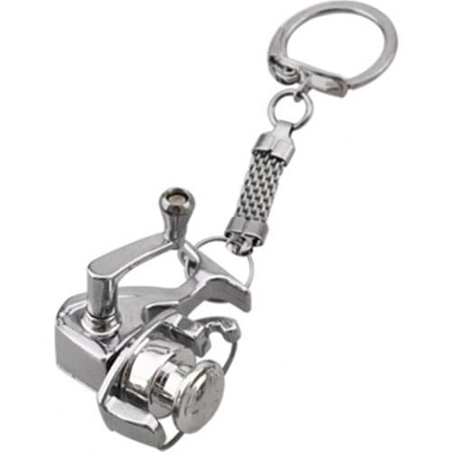 Alloy Reel Drum Pendant Keychain Key Ring Mini Miniature Sea Fishing Tackle рыбалка Fish wheel keychain