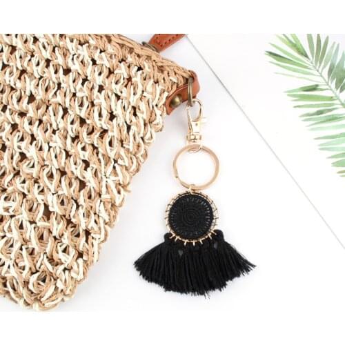 Bag Pendant Fashion Alloy Tassel Keychain For Women Handmade Key Ring Cotton Tassel Keychain Charm Car Hanging Jewelry Gifts