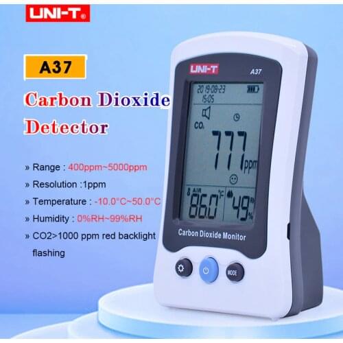UNI-T A37 Digital Carbon Dioxide Detector Laser Air Quality Monitoring Tester CO2 Detection 400~5000PPM For Home with Battery