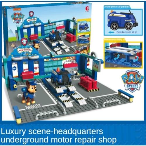 Paw Patrol Toys Assembled Building Blocks Headquarters Pull Back Car Canine Rescue Patrol Car Anime Action Figure Children Toys