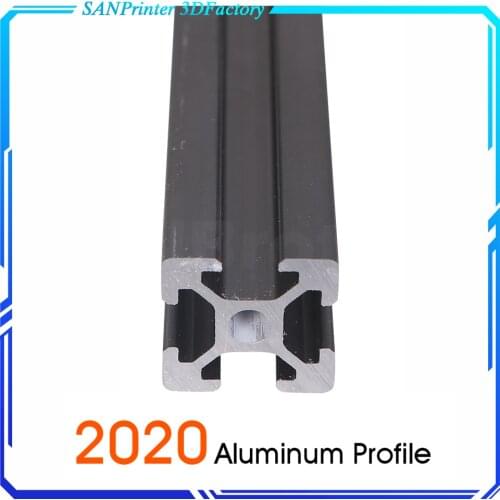 BLACK 2020 European Standard Anodized Aluminum Profile Extrusion 100mm-800mm Length Linear Rail 500mm for CNC 3D Printer
