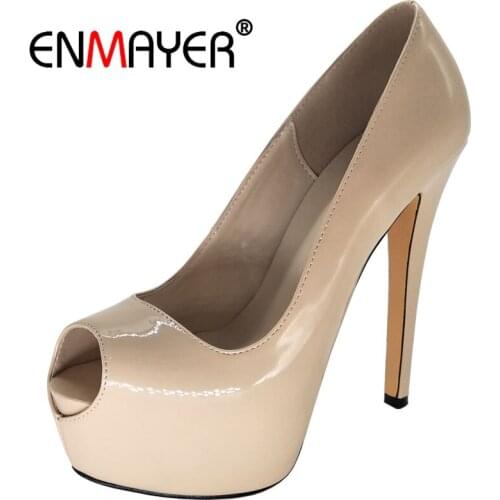 ENMAYER Platform Wedding Shoes Summer Sexy Womens Open Toe High Heels Pumps Peep Toe Pumps US 4-10.5 Elegant free shipping CR189