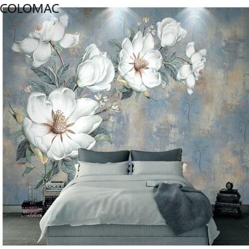 Colomac Custom European Style Living Room Modern Minimalist Background Wall Paper Abstract Peony Mural Decor Paper Drop Shopping