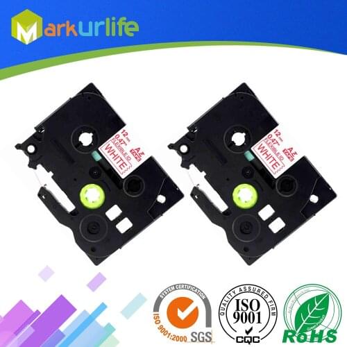 2 PCS/Lot Flexible ID Tape Compatible for Brother P-Touch Printer Laminated tze tape (12mm*8m) Red on White TZE-FX232 Cable