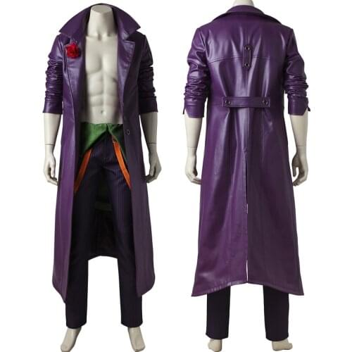 Game INJUSTICE 2 Cosplay Costume Villain Joker Clothing For Adult Men Halloween Carnival Clown Outfit With Purple Coat
