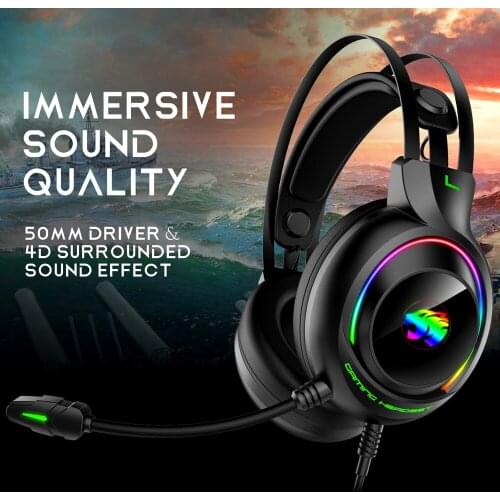 Gaming Headphones 4D Stereo RGB Marquee Earphones Headset with Microphone for New Xbox One/Laptop/Computer Tablet Gamer
