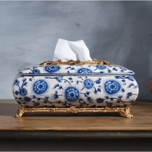 Cardboard boxes European style villas luxury houses model house luxurious high-end ceramic copper lined smoked tissue box