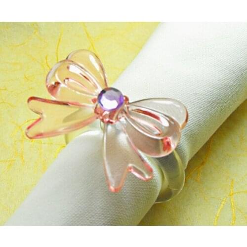 Pink crystal bow napkin rings,crystal napkin holder