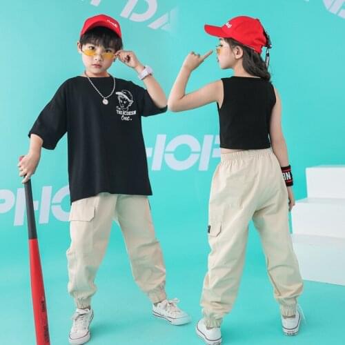 Ballroom Dancing Costumes Competition Show Clothes Hip Hop Kids Jazz Dance Costumes for Girls Boys Shirt Street Wear Dancewear