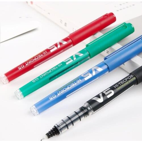 LifeMaster Pilot V5 Gel Pen Hi Tecpoint Cartridge System Roller Ball Pen Fine Point 0.5mm 6pcs/lot Needle Point Black/Red/Blue
