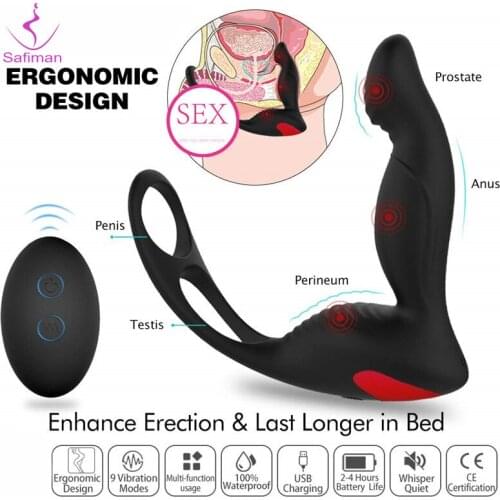 9 Modes Prostate Masturbator For Man Sex Products Massage G-spot Penis Testis Orgasm Sex Anal Beads Plug Delay Ejaculation Ring