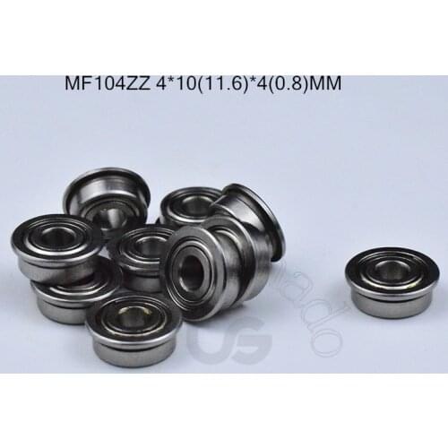 MF104ZZ 4*10(11.6)*4(0.8)MM 10pieces Flange bearing metal sealed free shipping ABEC-5 chrome steel miniature bearings hardware