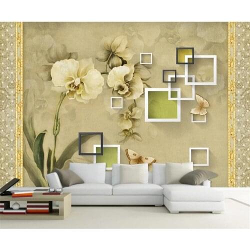 Milofi customized large wallpaper decorative painting 3D oil painting orchid retro background wall