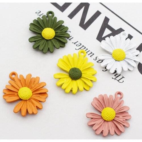 DIY Fashion Charms Gift Enamels Big Chrysanthemum Alloy Pendant Making Hair Bracelet Necklace Earrings Jewelry Accessories