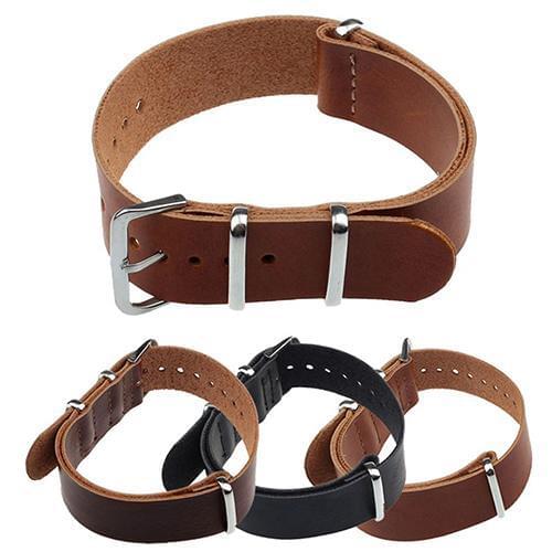 Fashion Faux Leather 20/22mm Watch Band Strap Stainless Steel Pin Buckle Watchband