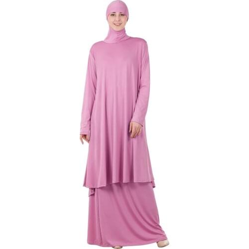 Muslim Prayer Garment Sets Women Hijab Dress Abaya with Skirts Islamic Clothing Dubai Turkey Long Prayer Musulman Jurken Abayas