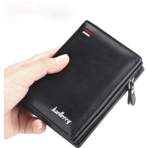 Mens New Zipper Short Wallet Multi-card Fashion Vertical Mini Snap Coin Purse for Men Large-capacity Multi-function Card Holder