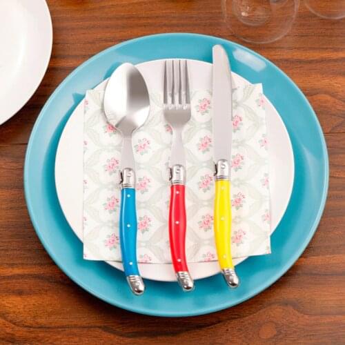 4pcs Laguiole Style Rainbow Tableware set Colorful Cutlery Stainless steel Dinnerware Stainless steel Dinner Knife Fork Spoon