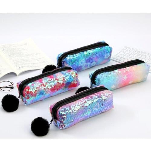 New Fashion Sequin Makeup Bags For Women Reversible Double Color Glitter Cosmetic Bag Ladies Zipper Pencil Case Pouch