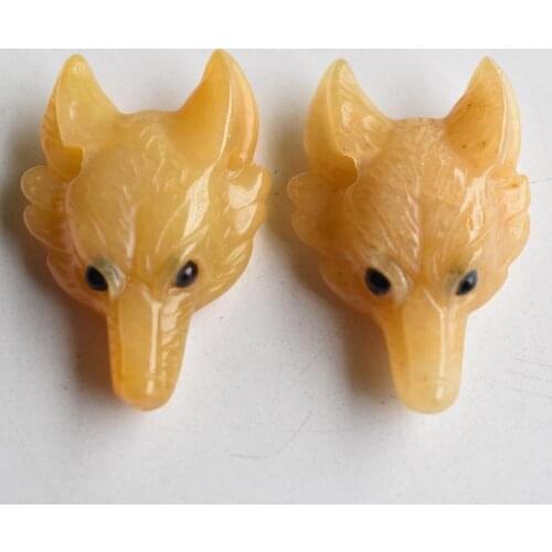 Wholesale 2pcs/lot Fashion good quality natural stone Carved Wolf Head shape Pendants for Necklace jewelry making free shipping