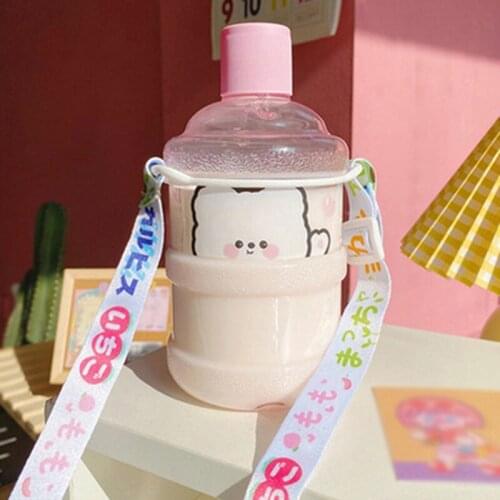 Portable Bear Water Bottle Cute Mini Bucket Design Plastic Bottles Outdoor Drinking Water Bottles Large Capacity Kettle 360ml