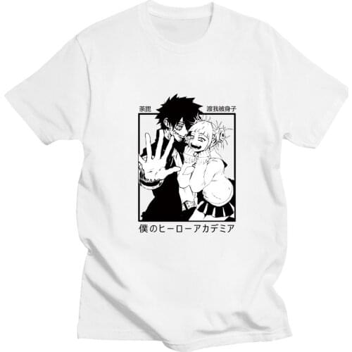 Casual Loose Anime My Hero Academia Dabi Shirt Man and Woman White T-Shirt Fashion O-Neck Top