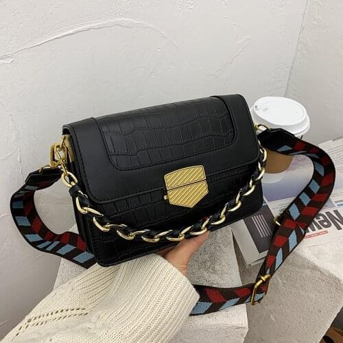 Retro Crocodile Pattern Shoulder Bags For Women Fashion PU Crossbody Bag Solid Color Small Square Bag Ladies Portable Handbags