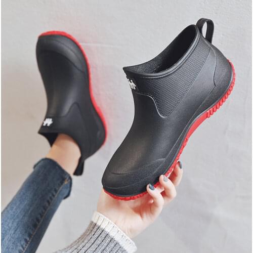 Rain Boots Women Fashion Rain Boots Ladies Adult Water Shoes Low-cut Water Boots Non-slip Waterproof Boots