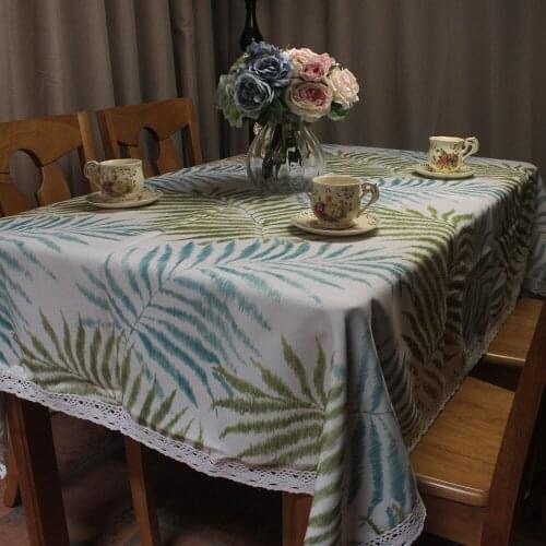 CURCYA American Country Spring Summer Leaves Table Cloth Decorative Nordic Hotel Restaurant Bar Shop Coffee Tea Table Covers