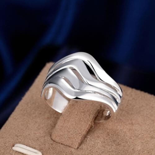 Special offer charm 925 Solid silver Rings For Women Jewelry Water ripple adjustable Fashion Wedding Party Girl student gifts