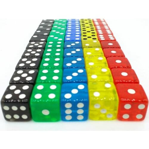 TITANS 16mm Dado 6 Side Dice High Quality Math Teaching Dies Transparent Opaque D6 Square Cube Monopoly Board Game Accessories