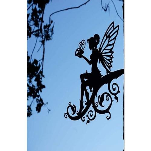 Outdoor Garden Metal Art Fairy Silhouette Ornament for Enterway Backyard Decoration