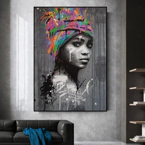 African Woman Canvas Art Paintings on the Wall Art Posters And Prints Graffiti Art Abstract Black Woman Art Pictures Home Decor