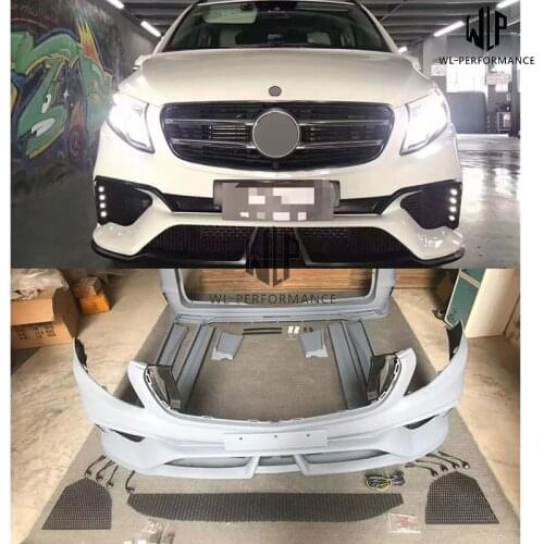 V260 High quality PP unpainted Front bumper Grille Rear bumper Side skirts Car Styling For Mercedes-Benz V class Car body Kit